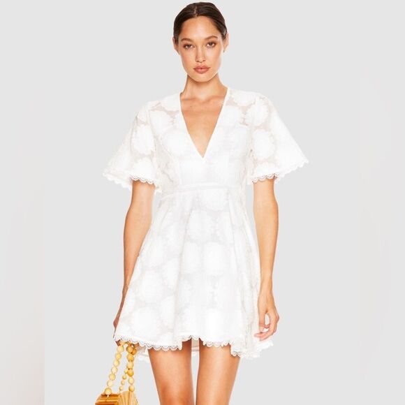 La Maison Talulah White Floral Lace Bayview Mini Dress Size Small - Picture 1 of 12